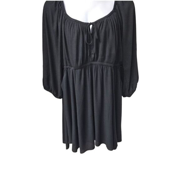 TORRID MINI 3/4 Sleeve Tie Front detail Babydoll Dress Deep Black Size 2X - Picture 2 of 14